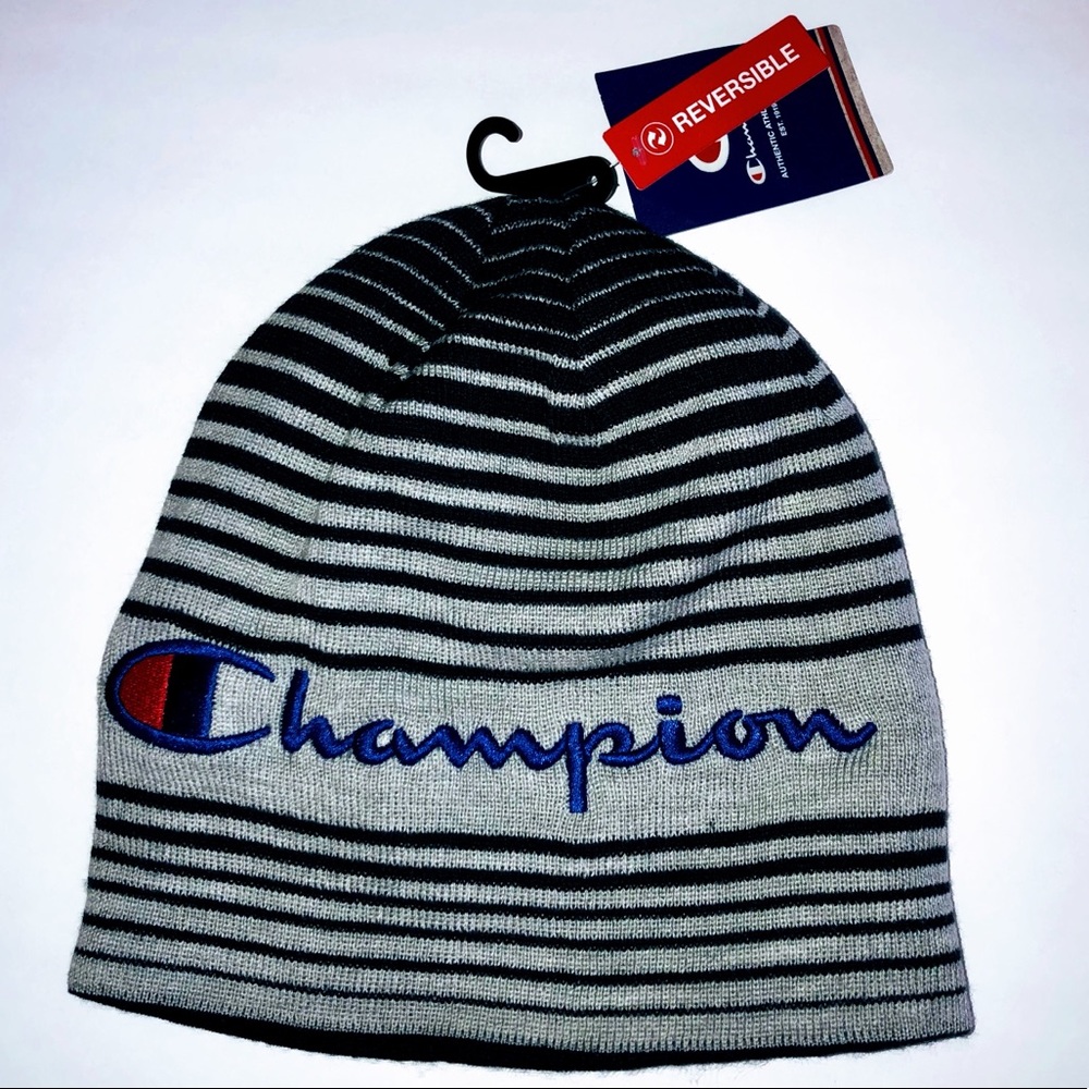 CHAMPION boyβs cap black and gray reversible